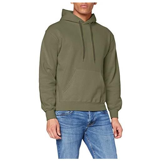 Fruit of the Loom hooded sweat felpa, verde (classic olive), m uomo