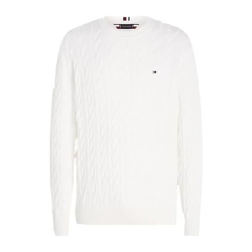 Tommy Hilfiger pullover relaxed fit in maglia art. Mw0mw33132, bianco, 100% cotone, bangladesh, 8720645140504