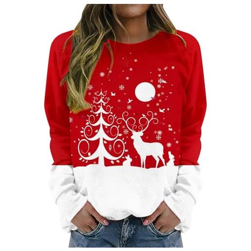 Keerlonno black friday 2023 offert： maglia di natale donna felpe elegante girocollo jumper invernale di maniche lunghe maglie felpa donna natalizia maglione curvy maglia caldo christmas