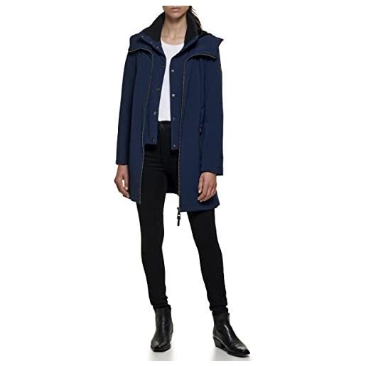 DKNY outerwear women's, zip front, with hoodie giacca, nero, l donna