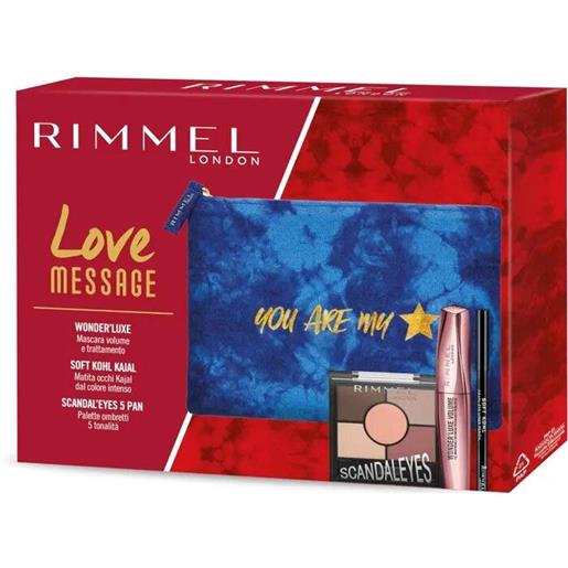 Rimmel cofanetto love message wonder'luxe mascara + matita kajal occhi + palette ombretti Rimmel