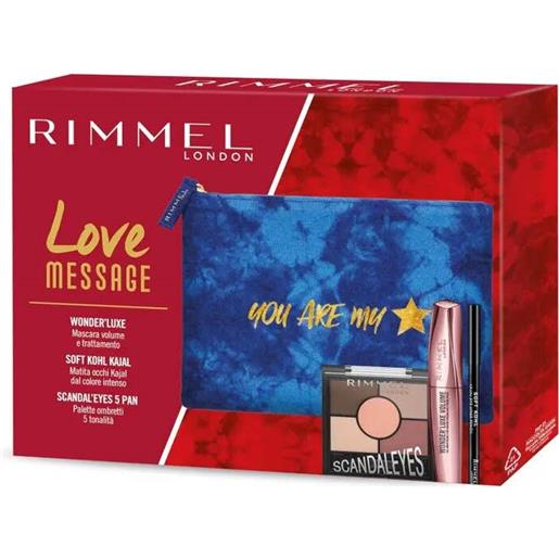 Rimmel cofanetto love message wonder'luxe mascara + matita kajal occhi + palette ombretti Rimmel