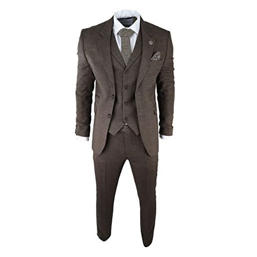 TruClothing.com abito marrone da uomo tweed classico retro vintage blinders matrimonio - marrone 58