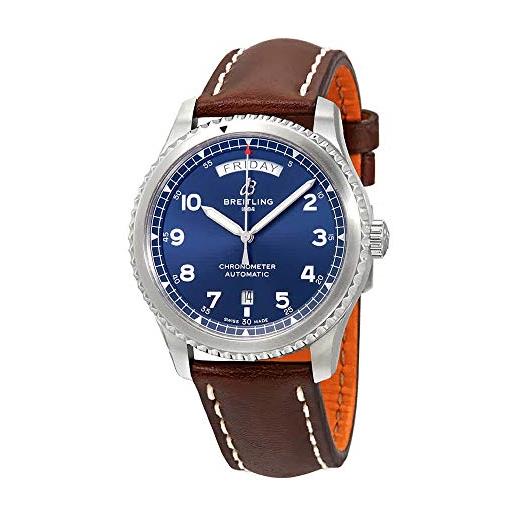 Breitling navitimer 8 orologio da uomo con cronometro automatico, quadrante blu, a45330101c1x2, argento, moderno