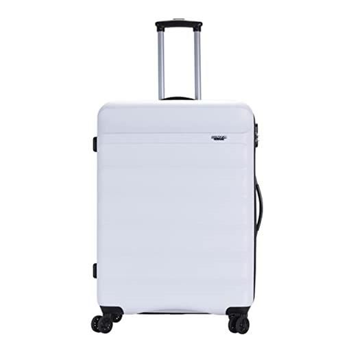 GinzaTravel valigia rigida leggera con 4 ruote doppie e bagagli da viaggio con serratura a combinazione, bianco, medium: 24in(66*43*27cm), valigia
