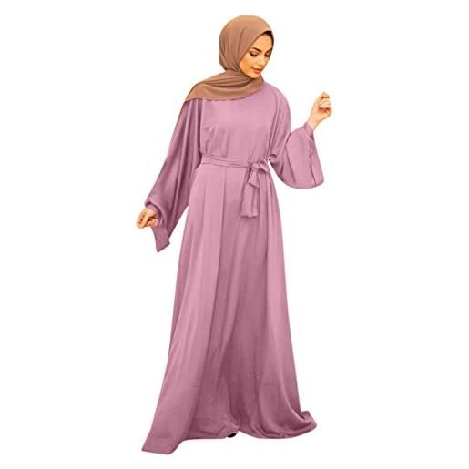 KBOPLEMQ abito musulmano da donna abaya musulmano abiti da preghiera da donna abiti musulmani a maniche lunghe arabi ramadan abito da preghiera lungo, marrone, xl