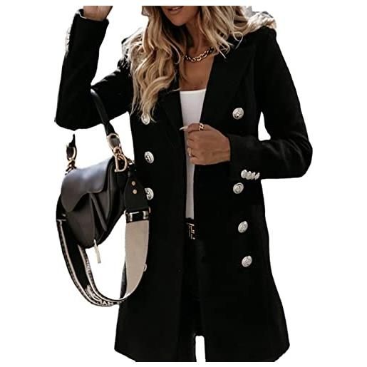 sujinxiu blazer doppiopetto da donna giacca basic con risvolto soprabito doppiopetto in lana cappotto casual da ufficio blazer medio lungo capispalla