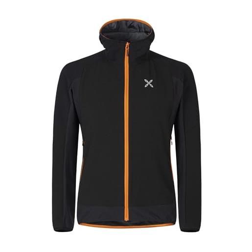 MONTURA premium wind hoody jacket uomo mjaw48x 9066 colore nero/mandarino arancio giacca pile ideale per trekking alpinismo arrampicata e attività outdoor invernali