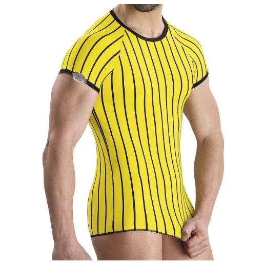 EROS VENEZIANI maglietta attillata gialla a righe (large)