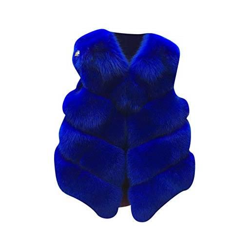 PengGengA bambini imitazione di pelliccia gilets cappotti per ragazze e ragazzi blu zaffiro 160