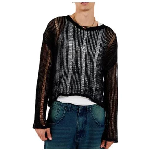 JPXJGT maglia a rete da uomo muscolo canotta trasparente vest sexy tank top (color: black, size: l)