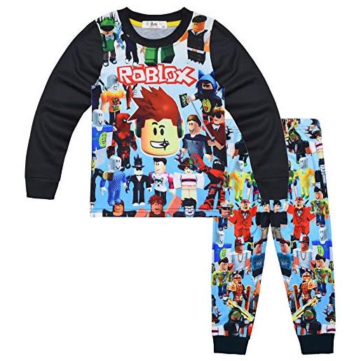 CKCKTZ ragazzi ro-blox pigiama set bambini nightwear cartoon sleepwears pjs 2 pezzi camicia pantaloni outfit 5-12t nero 11-12 anni