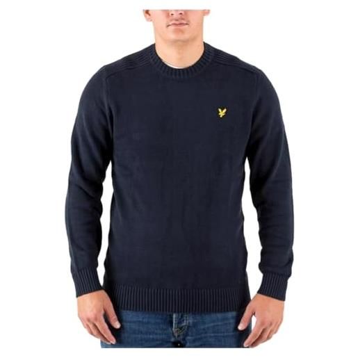 Lyle & Scott maglione uomo in maglia con dettaglio su spalla navy, xxl