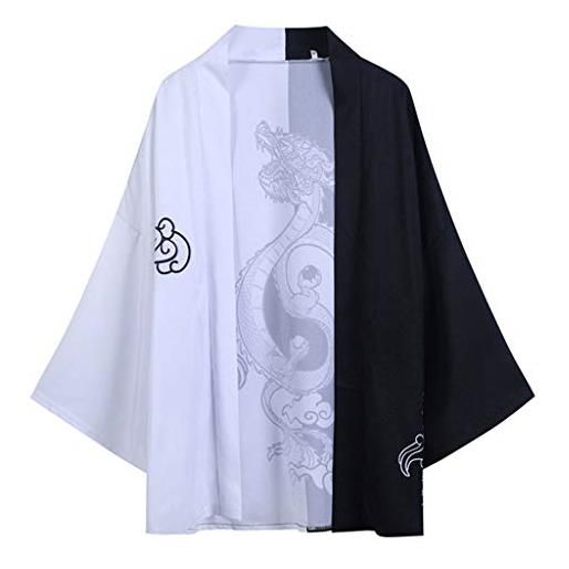 Xmiral camicia camicetta top camicia uomo elegante uomo estate giapponese cinque punti maniche kimono (l, 18nero)