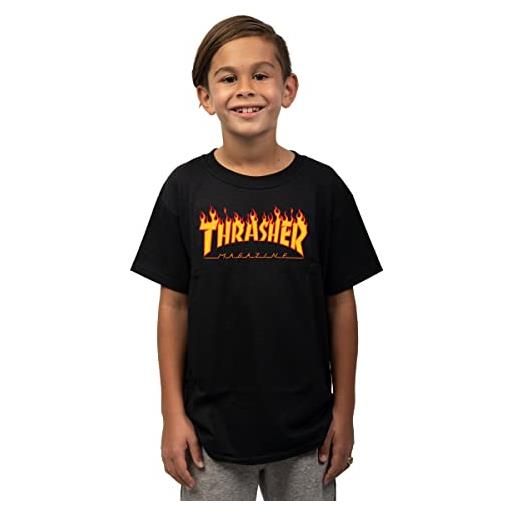 Thrasher magazine t-shirt flame youth black - modello ragazzo/a (s)