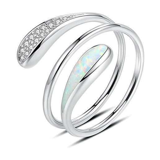VIKI LYNN anello impilabile in argento sterling 925 con opale aperto e zirconia cubica a spirale per le donne