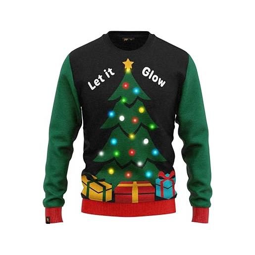 JAP Christmas - maglione natalizio con luci led - let it glow - vestibilità perfetta senza prurito - 2xl