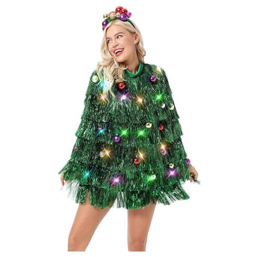 U LOOK UGLY TODAY maglione di natale brutto, felpa con cappuccio a maglia divertente natale per uomo con renna elfo e albero di natale, felpa festivo, unisex per natale, glitter & glow all the way, s