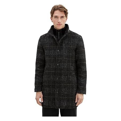 TOM TAILOR 1037349 cappotto di lana, 32524 - dark grey wool check, s uomo