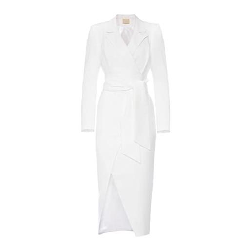 Swing Fashion moss | weiß midi donna elegante festivo festa sera sposa | abito da ballo vestito | abiti da cocktail | manica lunga | bianco | 38 (m), m