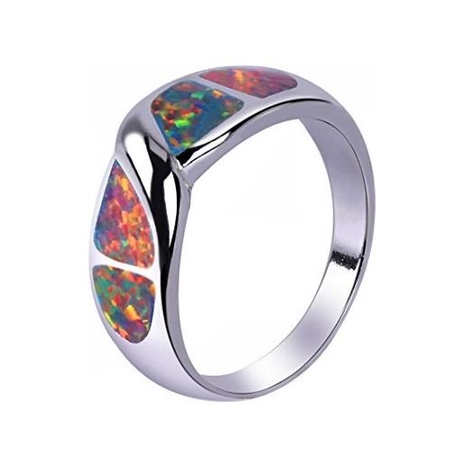 KELITCH 925 argento fuoco creato opale anelli per donne - dimensioni (usa) 6 / (it) 11, 12, 13