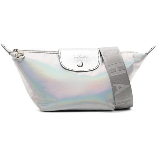 Longchamp borsa a tracolla le pliage mini olografica - argento