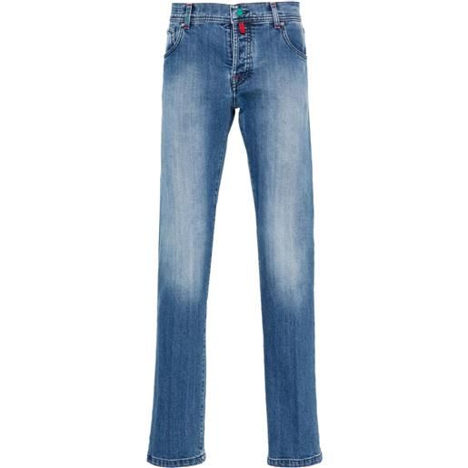Kiton jeans slim a vita media - blu