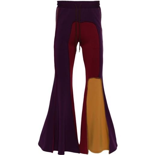 Facetasm pantaloni svasati con design patchwork asimmetrico - viola