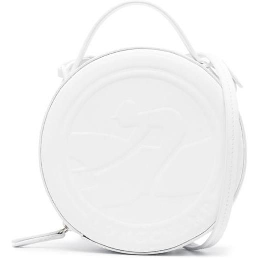 Longchamp borsa a tracolla xs box-trot con logo goffrato - bianco