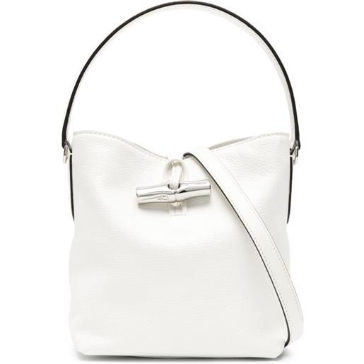 Longchamp borsa a secchiello roseau essential mini - bianco