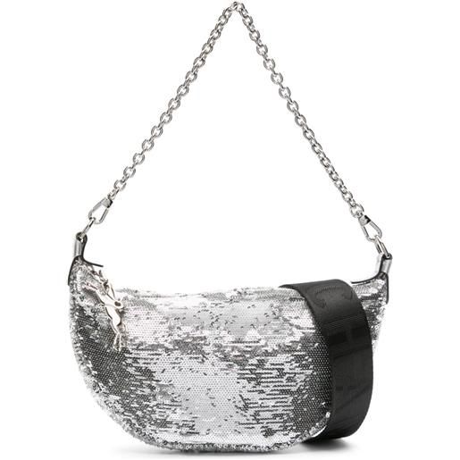 Longchamp borsa a tracolla smile con paillettes piccola - argento