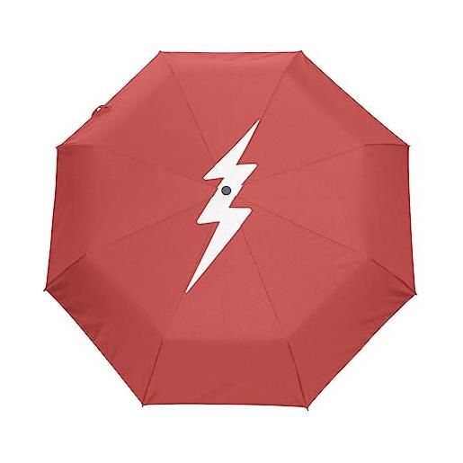 GAIREG fulmine su ombrello rosso antivento da viaggio piccolo ombrello automatico pioggia per zaino, borsa, auto