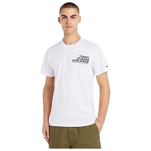 Tommy Jeans t-shirt uomo maniche corte concert tee regular fit, bianco (white), xl