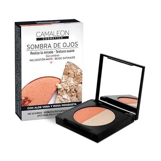 Camaleon cosmetics - palette 2 ombretti - pesca e beige - senza siliconi - olio di rosa canina - 1 unità - 3g