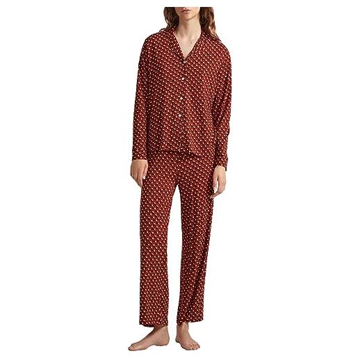 Pepe Jeans art pj set, set di pigiama donna, rosso (bordeaux), m