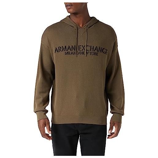 Armani Exchange cotone gassato, collo con cappuccio, vestibilità casual maglione, schwarz, xxl uomo