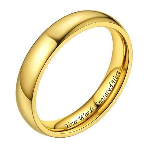 Bestyle anelli incisione personalizzata oro anelli a fascia donna anelli acciaio semplici misura 25 4mm oro con confezione regalo