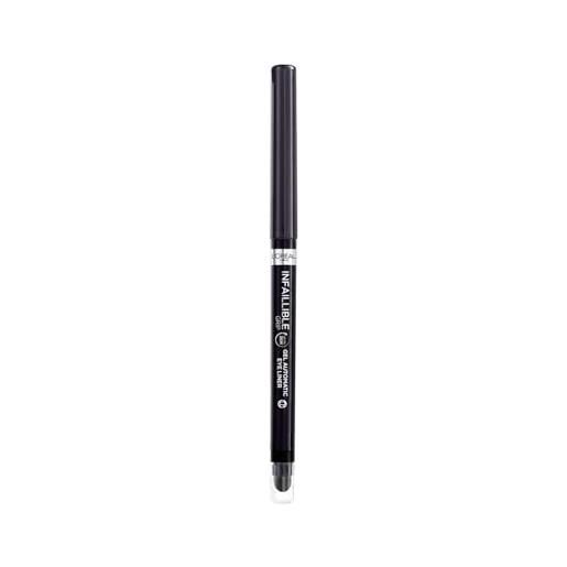 L'Oréal Paris matita automatica in gel infaillible 36h grip liner, tratto sfumabile a lunga tenuta, waterproof, formula in gel, tonalità: 04 matte black