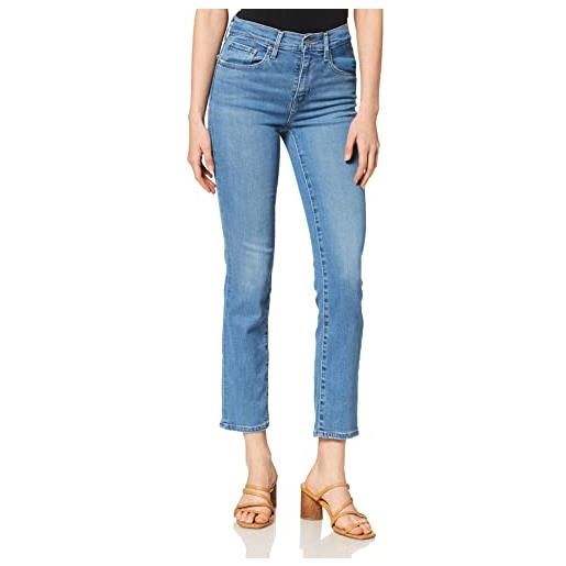 Levi's 724 high rise straight, jeans donna, blu (blue wave mid), 28w / 34l