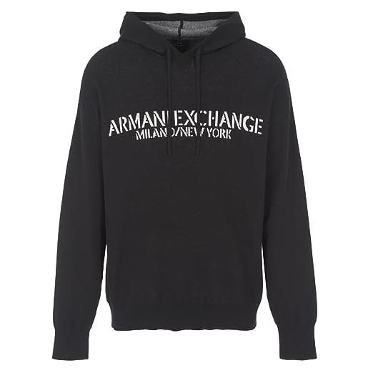 Armani Exchange cotone gassed, collo con cappuccio, vestibilità casual maglione, crocodile, m uomo