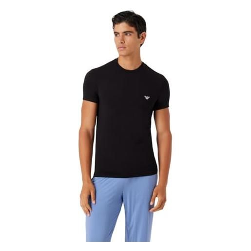 Emporio Armani maglietta da uomo con scollo a v soft modal t-shirt, nero, xl