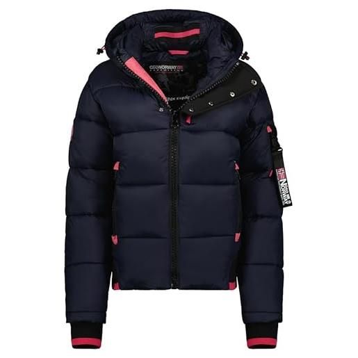 Geographical Norway calix lady - giacca donna imbottita calda autunno-invernale - cappotto caldo - giacche antivento a maniche lunghe - abito ideale (blu marino rosa flash xxl)