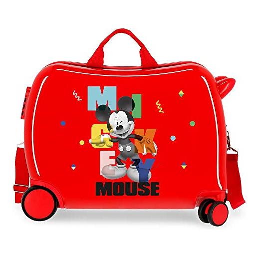 Disney mickey's party - valigia per bambini rossa 50 x 38 x 20 cm rigida abs chiusura a combinazione laterale 34 l 3 kg 4 ruote bagaglio a mano