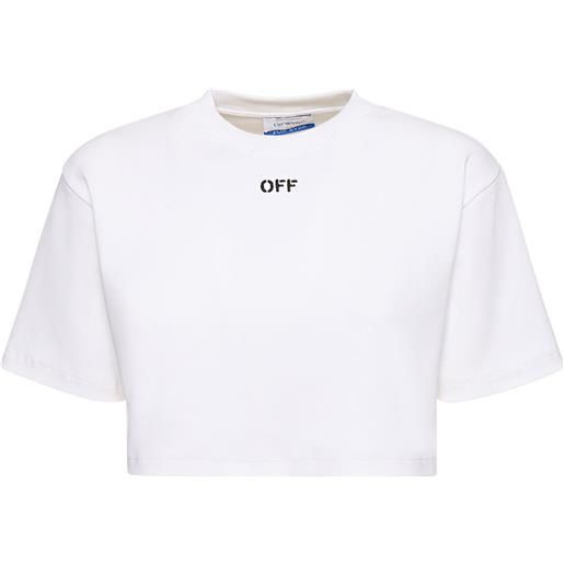 OFF-WHITE t-shirt cropped in misto cotone con logo