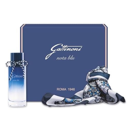Diamond gattinoni | confezione regalo donna nota blu eau de parfum 75 ml + foulard, profumo donna con note fruttate. 