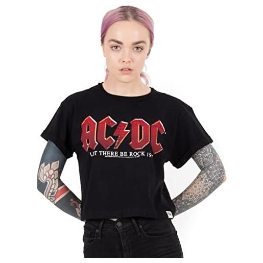 AC/DC t-shirt t-shirt ritagliata lascia che ci sia l'album rock black crop top m