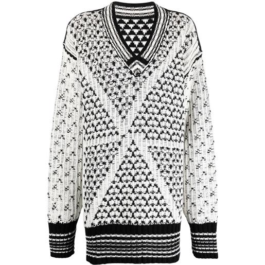 MM6 Maison Margiela maglione con scollo a v - bianco
