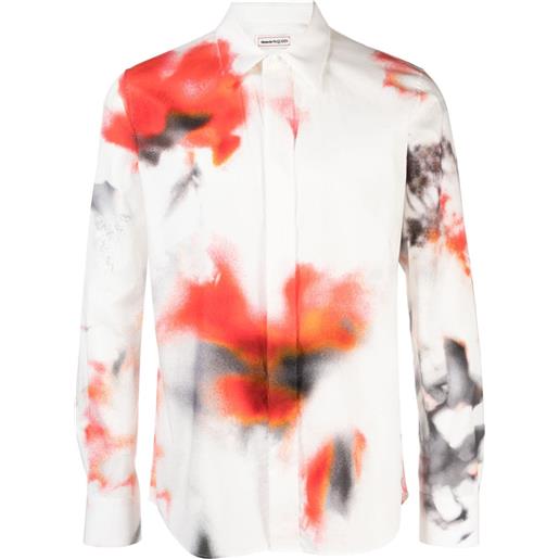Alexander McQueen camicia obscured flower con stampa - bianco