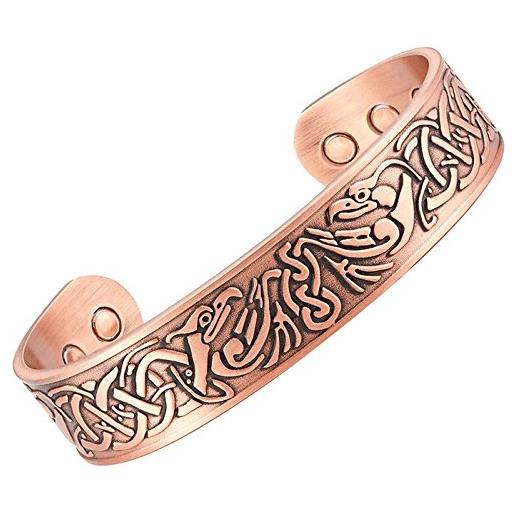 topt mag bracciale in rame con 6 magneti, 3000 g, con motivo tribale, da uomo/donna, stile celtico