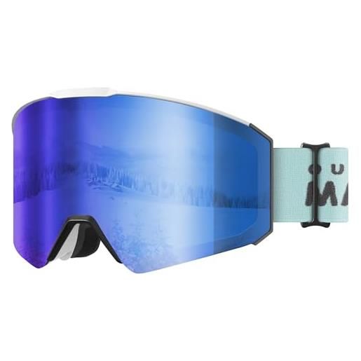 OutdoorMaster falcon occhiali da sci per bambini con lente intercambiabile magnetica, anti nebbia uv protezione otg occhiali da snowboard per la gioventù